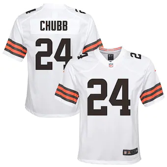 youth nike nick chubb white cleveland browns game jersey_pi